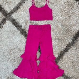 2 piece hot pink little girls outfit